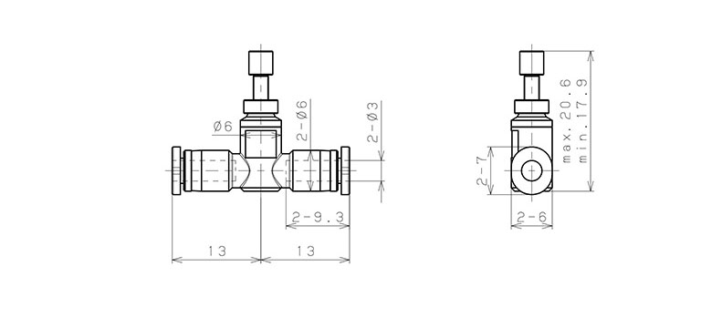 Van Tiết Lưu Khí Nén Lưu Lượng Thấp Pisco JSMU3LW-C_drawing