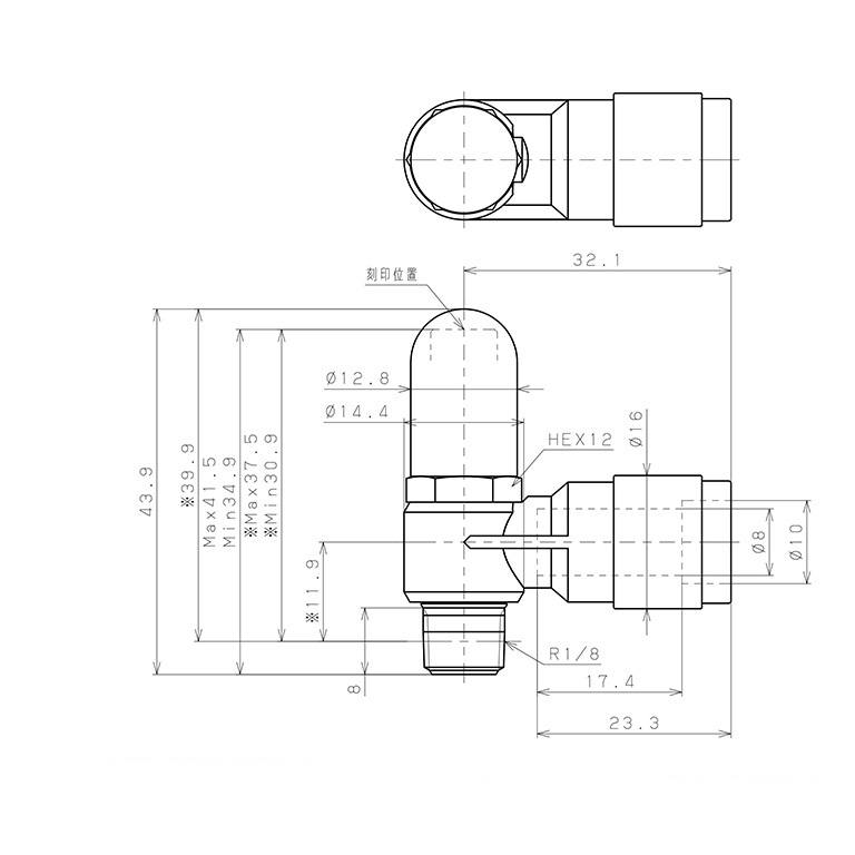 Van Tiết Lưu Khí Nén Bằng Nhựa Chống Văng Bám Xỉ Hàn Pisco JSC8-01AKV-0_drawing