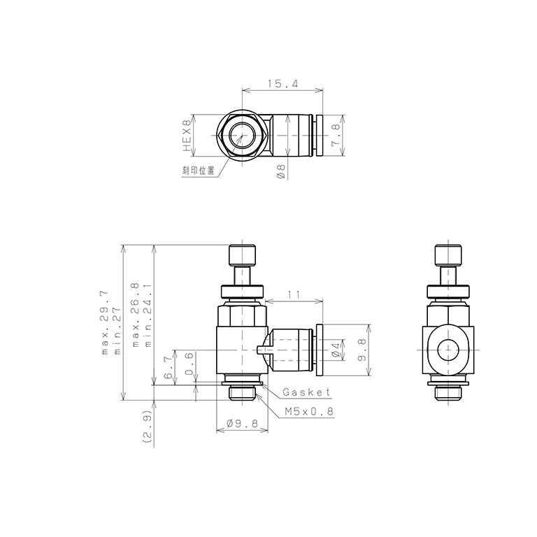 Van Tiết Lưu Khí Nén Pisco JSC4-M5B_drawing