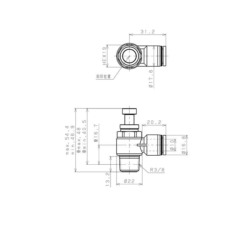 Van Tiết Lưu Khí Nén Pisco JSC10-03AW_drawing