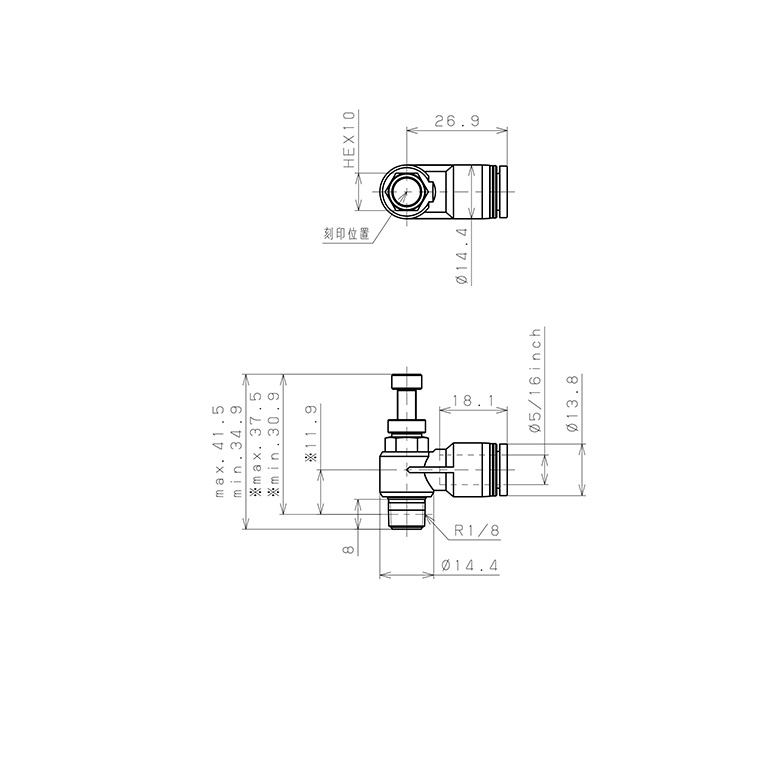 Van Tiết Lưu Khí Nén Pisco JSC5/16-01B_drawing