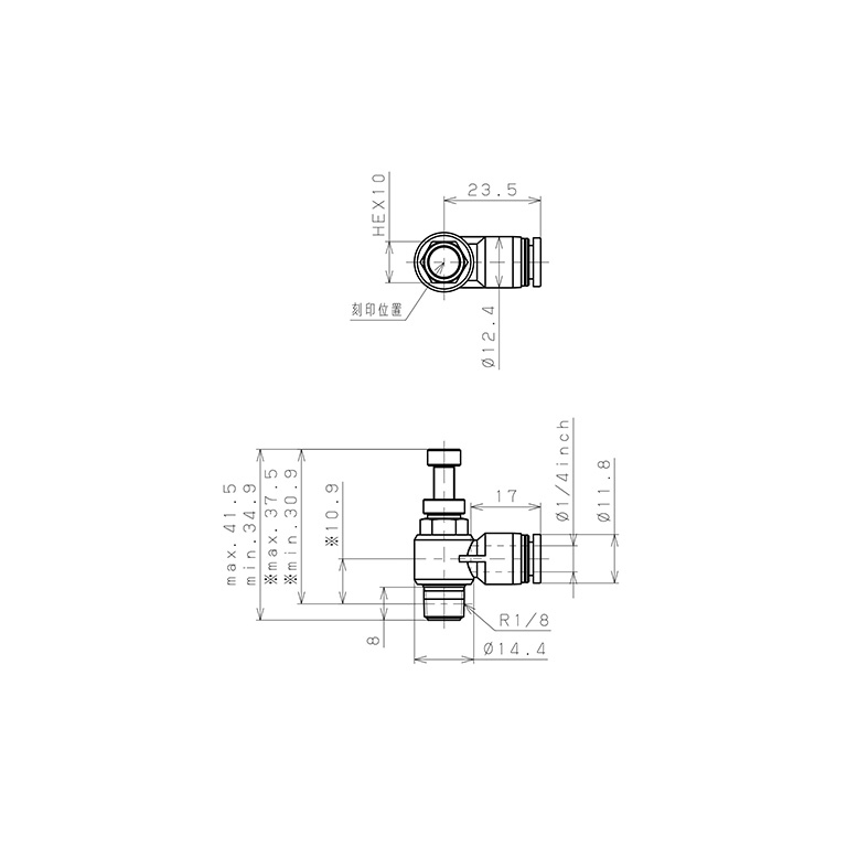Van Tiết Lưu Khí Nén Pisco JSC1/4-01A-C_drawing