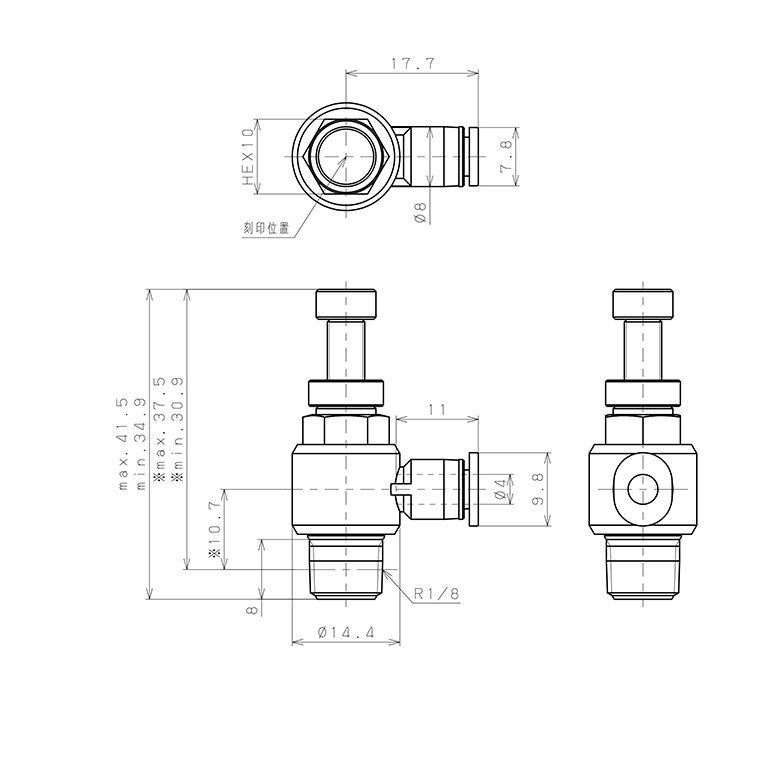 Van Tiết Lưu Khí Nén Pisco JSC4-01B_drawing