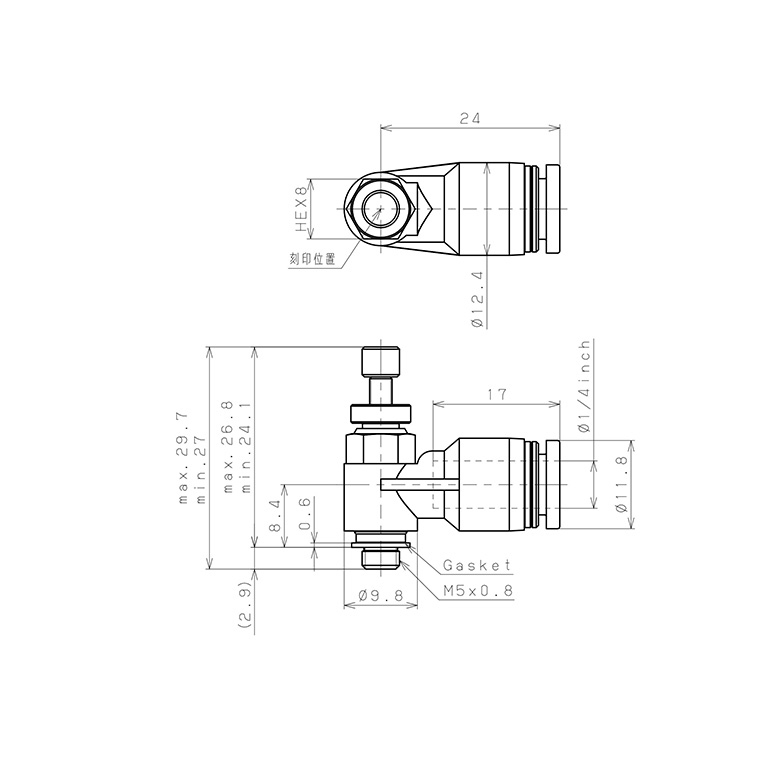 Van Tiết Lưu Khí Nén Pisco JSC1/4-M5B_drawing