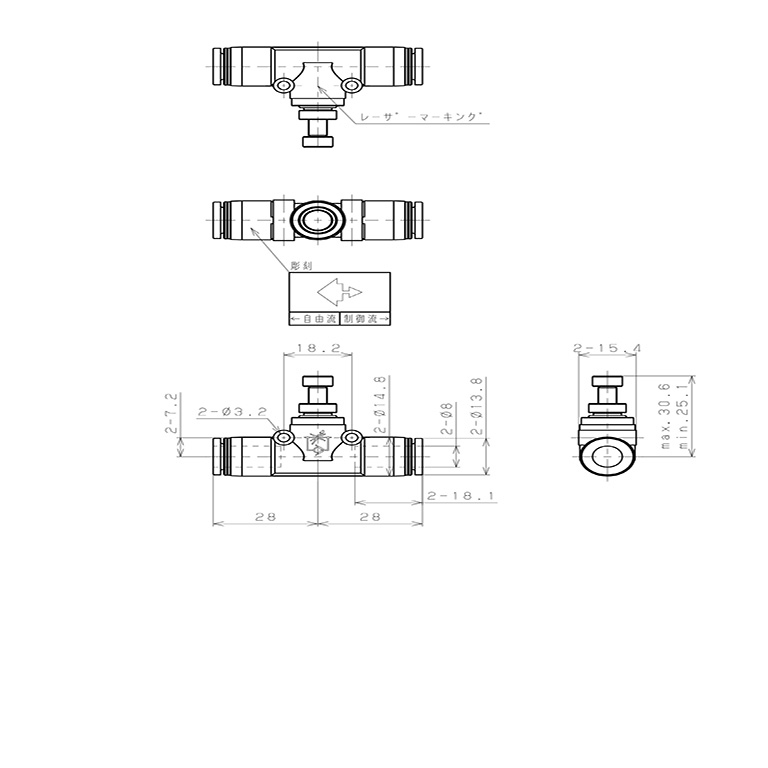 Van Tiết Lưu Khí Nén Pisco JSMU8W_drawing