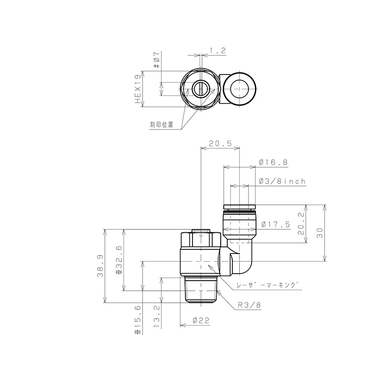 Van Tiết Lưu Khí Nén Đầu Vít Dẹp Pisco JSDS3/8-03AW_drawing