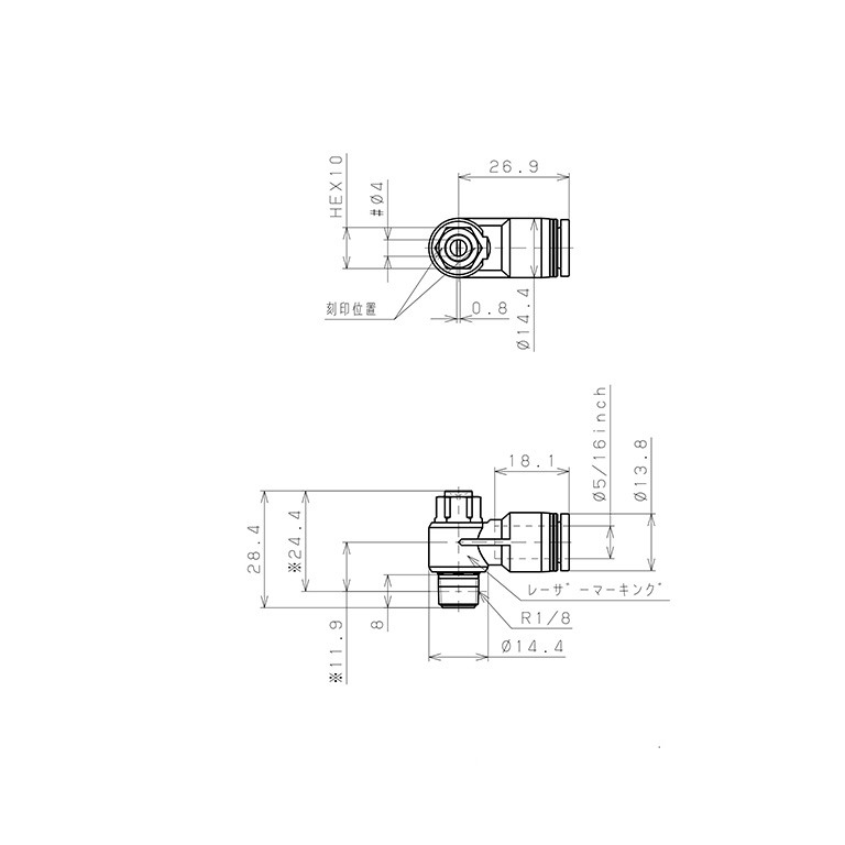 Van Tiết Lưu Khí Nén Đầu Vít Dẹp Pisco JSDC5/16-01B-C_drawing