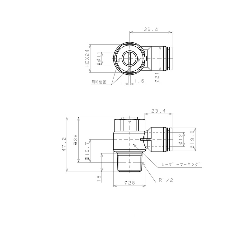 Van Tiết Lưu Khí Nén Đầu Vít Dẹp Pisco JSDC12-04A_drawing