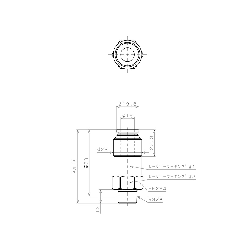 Van Khí Nén Một Chiều  Pisco CVC12-03B_drawing