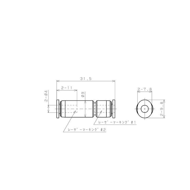 Van Khí Nén Một Chiều  Pisco CVPU4-4_drawing