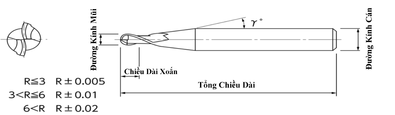 Dao Phay Cầu 2 Me Carbide Phủ Mugen MSB230 NS Tool R5xC10_drawing