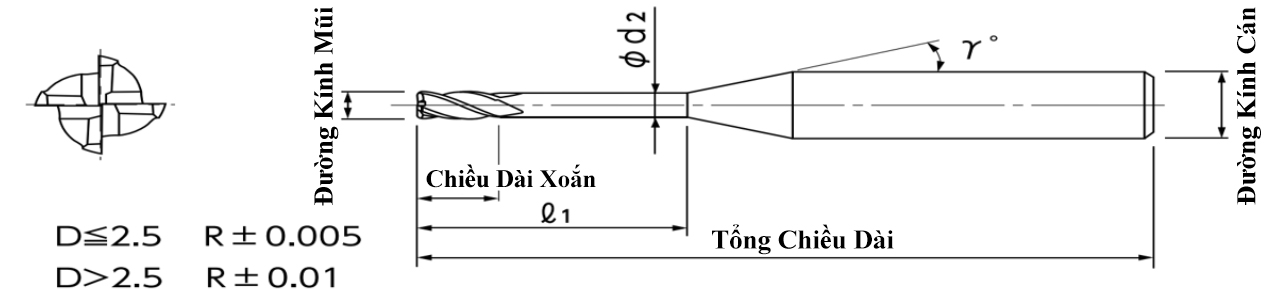 Dao Phay Ngón 4 Me Mũi Dài Carbide Phủ Mugen MHR430R NS Tool 6x24xC6_drawing