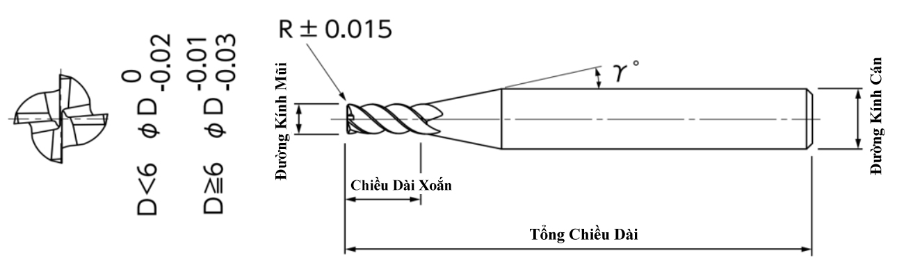 Dao Phay Ngón 4 Me Carbide Phủ Mugen MSXH440R NS Tool 10xR0.5xC10_drawing