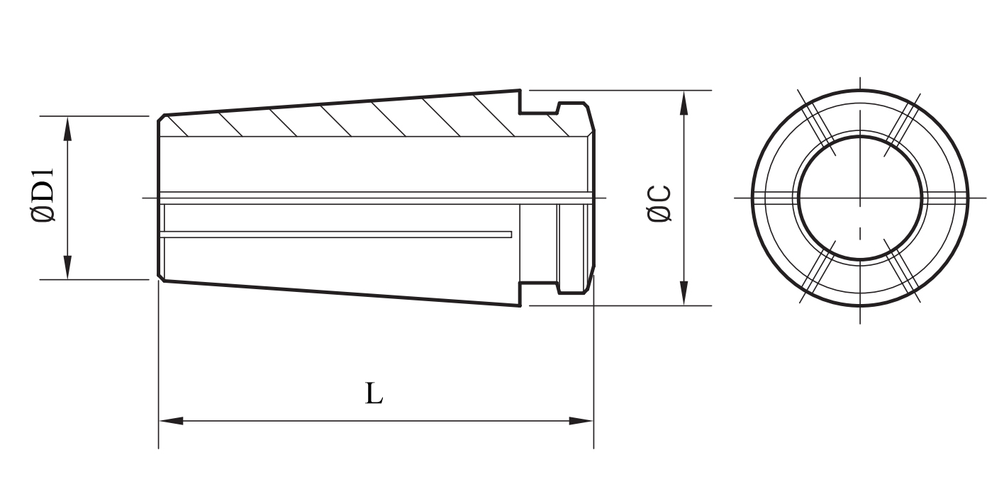 Đầu Kẹp Mũi CNC Collet JSK10 Jeil 4-4.5 30.6mm_drawing