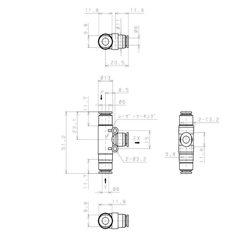 Bộ Tạo Chân Không Dòng VU Pisco VUH05-66J_drawing