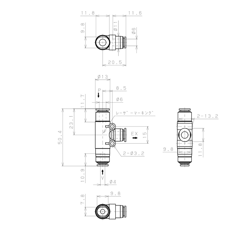 Bộ Tạo Chân Không Dòng VU Pisco VUL05-46J_drawing
