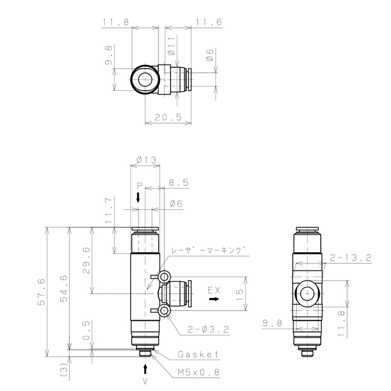 Bộ Tạo Chân Không Dòng VU Pisco VUE07-M56J_drawing