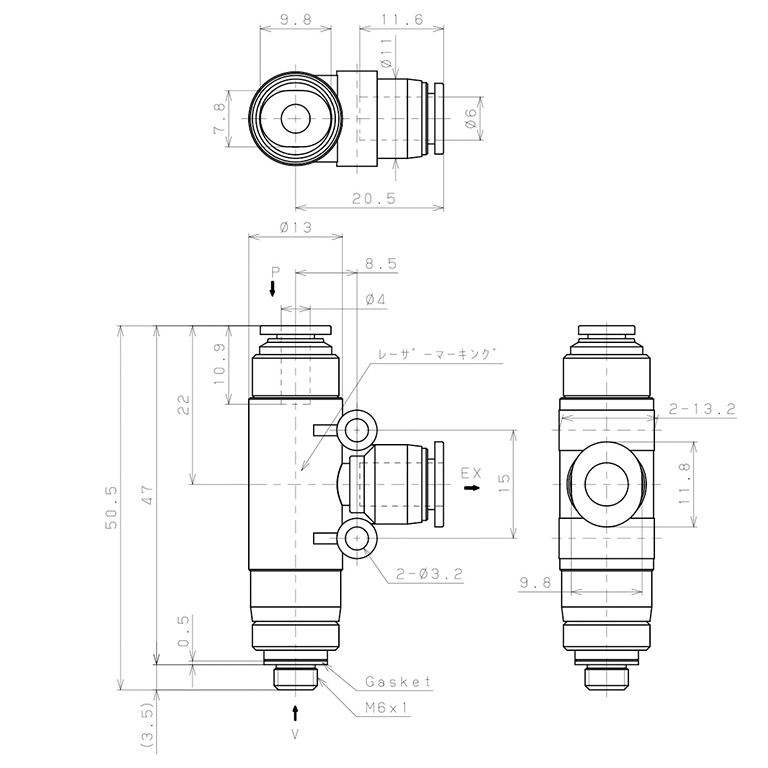 Bộ Tạo Chân Không Dòng VU Pisco VUH05-M64J_drawing