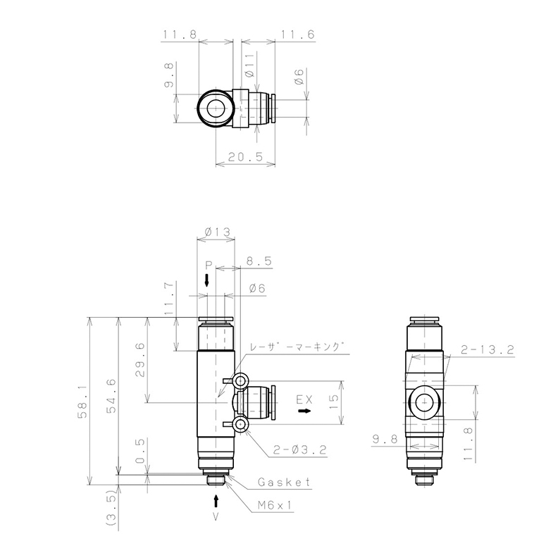 Bộ Tạo Chân Không Dòng VU Pisco VUE07-M66J_drawing