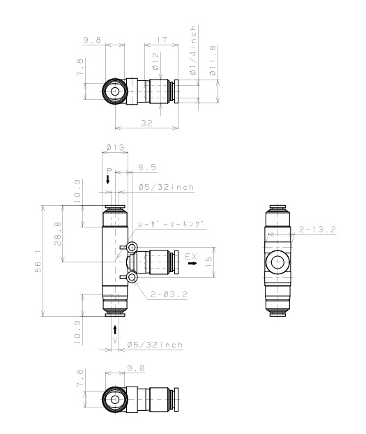 Bộ Tạo Chân Không Dòng VU Pisco VUE07-5/32-5/32J_drawing