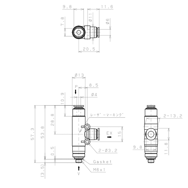 Bộ Tạo Chân Không Dòng VU Pisco VUL07-M64J_drawing
