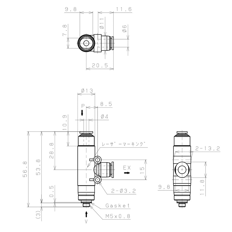 Bộ Tạo Chân Không Dòng VU Pisco VUH07-M54J_drawing