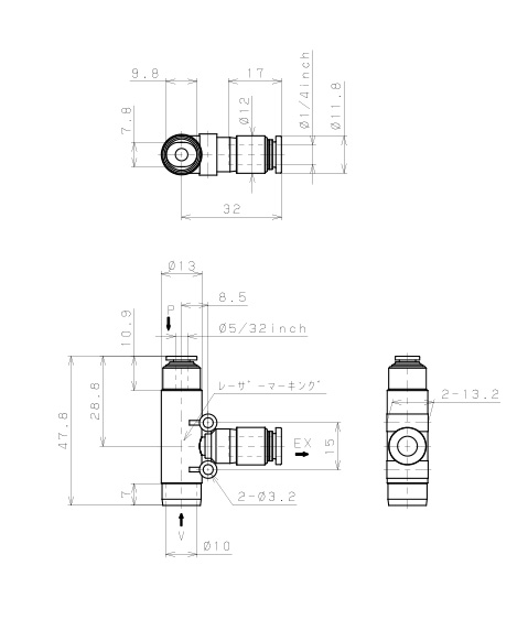 Bộ Tạo Chân Không Dòng VU Pisco VUH07-5/32J_drawing