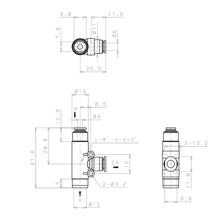 Bộ Tạo Chân Không Dòng VU Pisco VUH07-4J_drawing