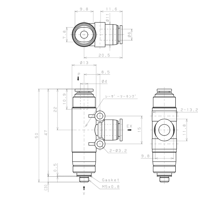 Bộ Tạo Chân Không Dòng VU Pisco VUL05-M54J_drawing