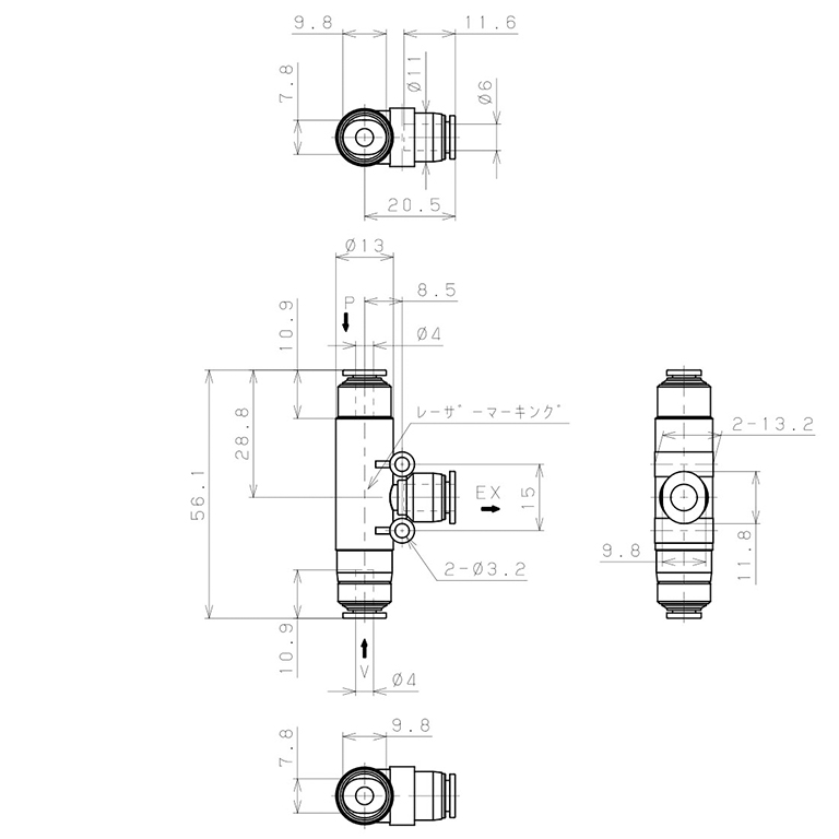 Bộ Tạo Chân Không Dòng VU Pisco VUH07-44J_drawing