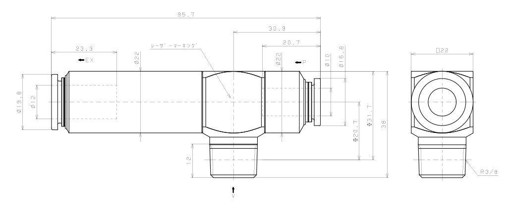 Bộ Tạo Chân Không Dòng VM - VC (-S3 Spec.) Pisco VCL20-0310CJ-S3_drawing