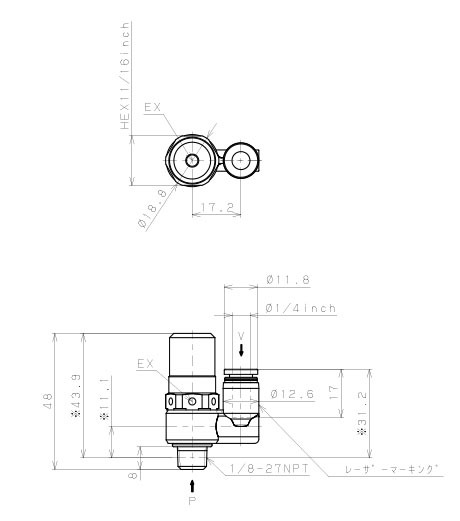 Bộ Tạo Chân Không Dòng VH - VS Pisco VSL10-1/4N1U_drawing
