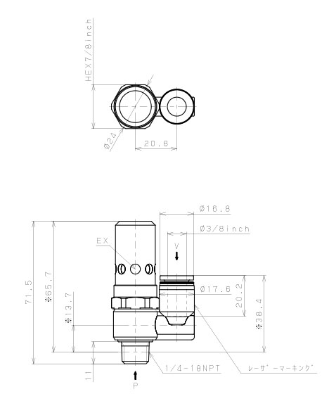 Bộ Tạo Chân Không Dòng VH - VS Pisco VSH15-3/8N2U_drawing