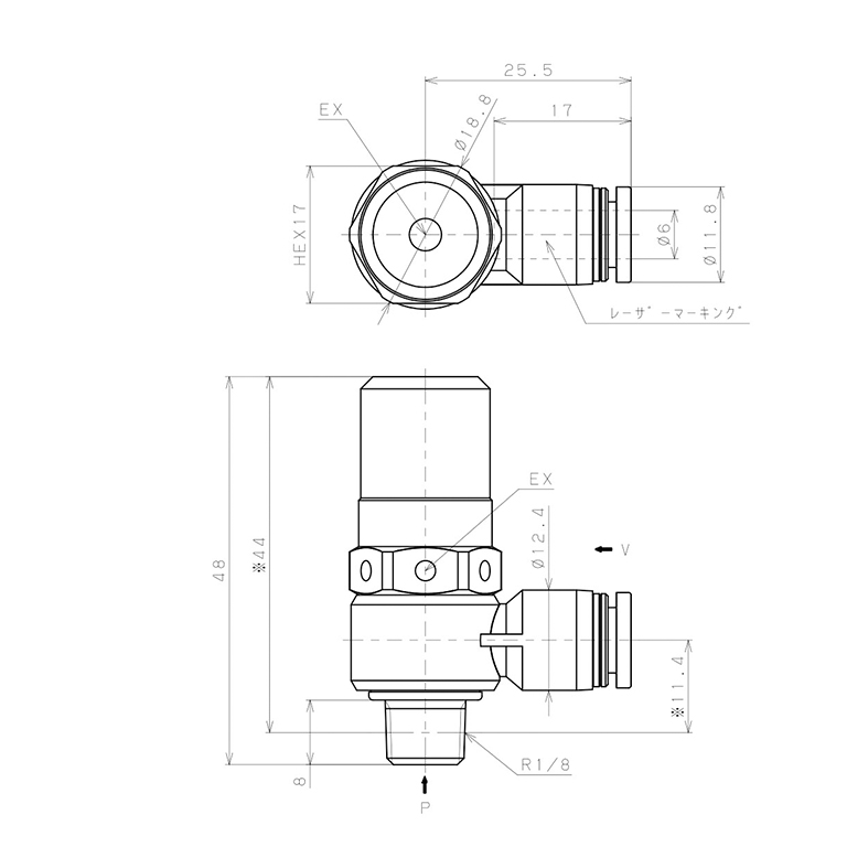 Bộ Tạo Chân Không Dòng VH - VS Pisco VHH05-601_drawing