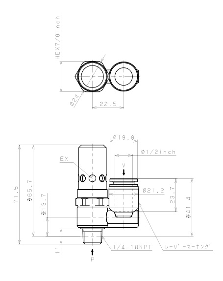 Bộ Tạo Chân Không Dòng VH - VS Pisco VSL15-1/2N2U_drawing
