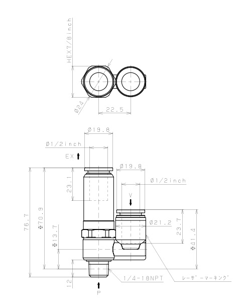 Bộ Tạo Chân Không Dòng VH - VS Pisco VSL15-1/2N2JU_drawing