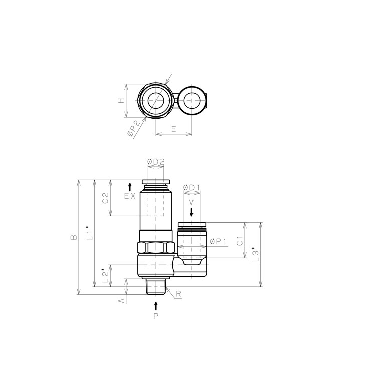 Bộ Tạo Chân Không Dòng VH - VS Pisco VSH15-1202J_drawing
