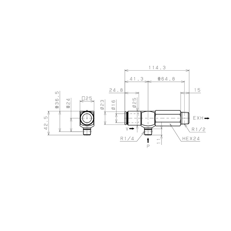 Bộ Tạo Chân Không Dòng VRL Pisco VRL200-160204_drawing