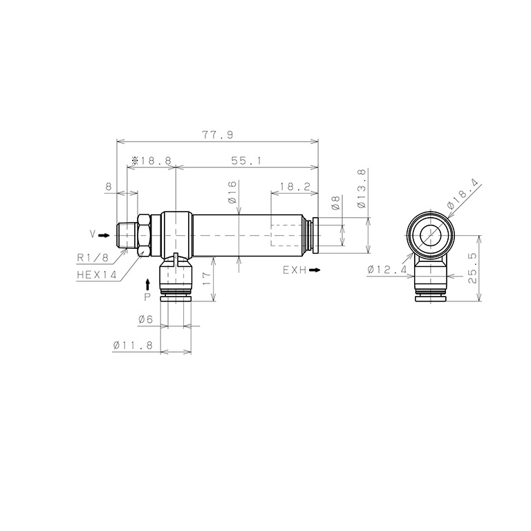 Bộ Tạo Chân Không Dòng VRL Pisco VRL50-010608_drawing