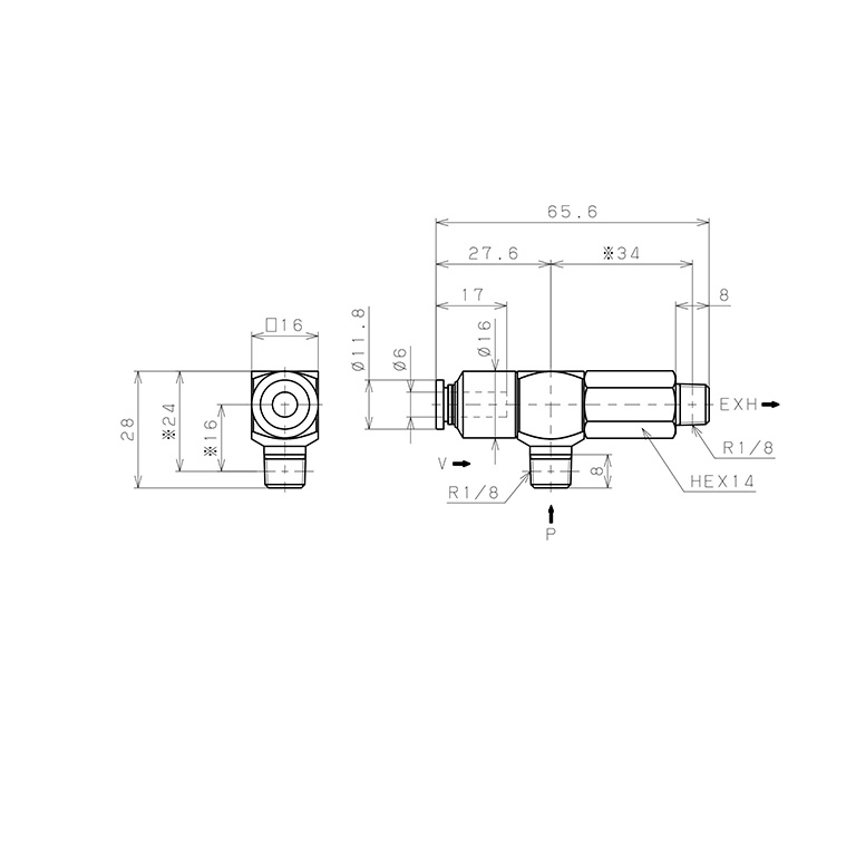 Bộ Tạo Chân Không Dòng VRL Pisco VRL50-060101_drawing