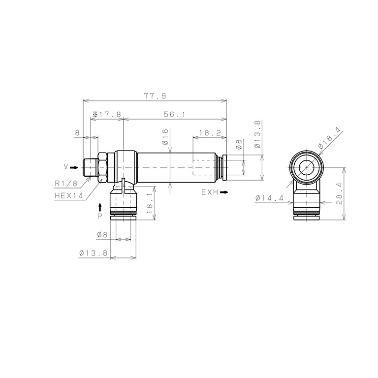 Bộ Tạo Chân Không Dòng VRL Pisco VRL50-010808_drawing