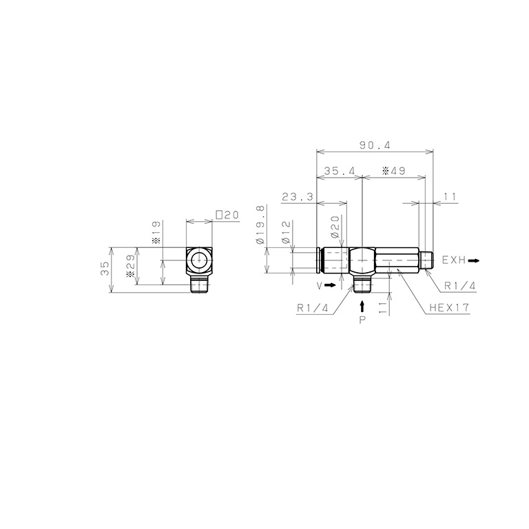 Bộ Tạo Chân Không Dòng VRL Pisco VRL100-120202_drawing