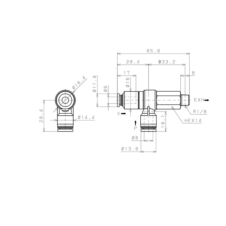 Bộ Tạo Chân Không Dòng VRL Pisco VRL50-060801_drawing