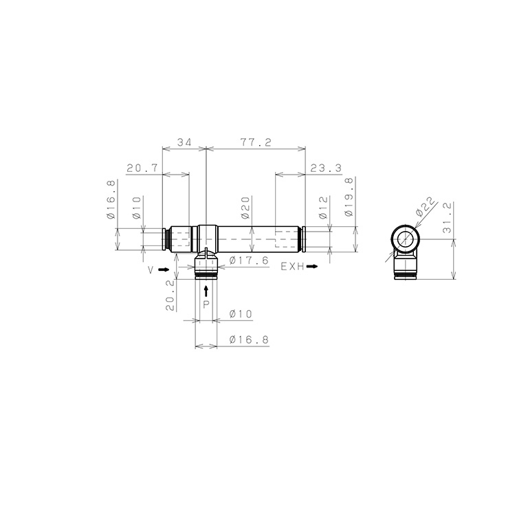 Bộ Tạo Chân Không Dòng VRL Pisco VRL100-101012_drawing