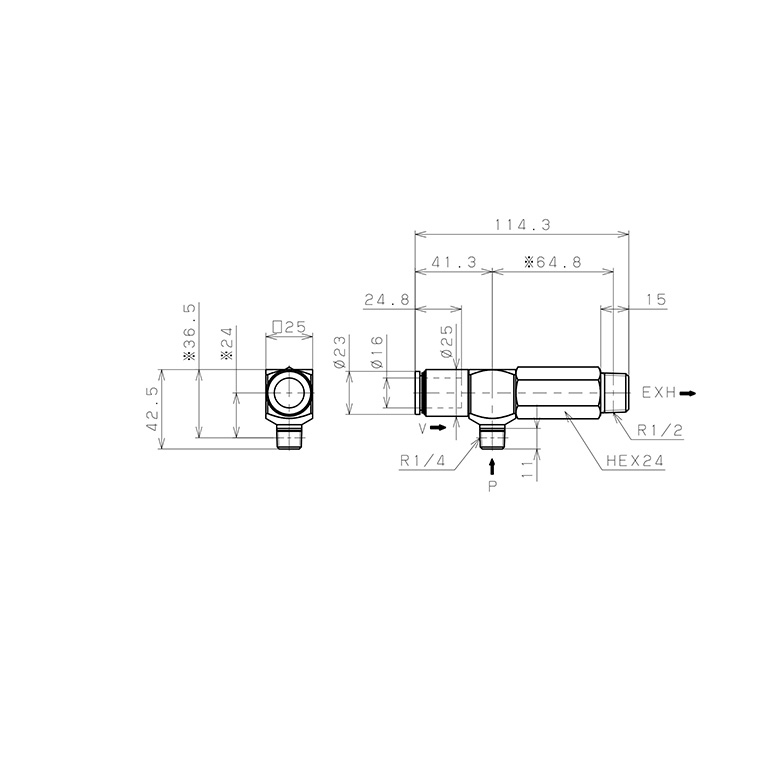 Bộ Tạo Chân Không Dòng VRL Pisco VRL300-160204_drawing