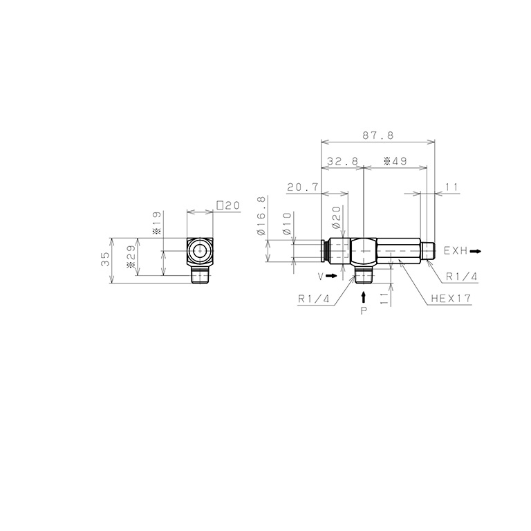 Bộ Tạo Chân Không Dòng VRL Pisco VRL100-100202_drawing