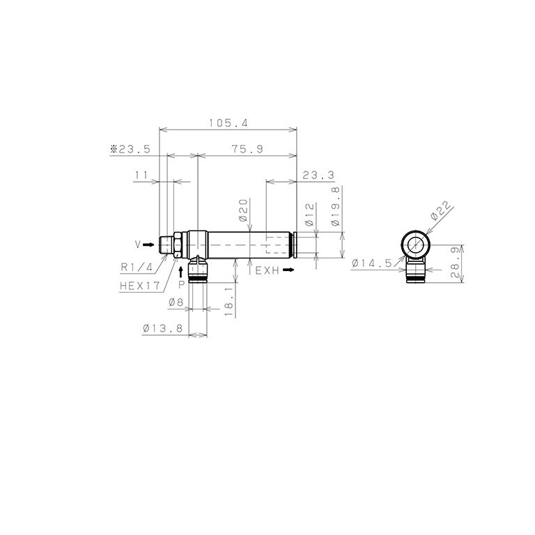 Bộ Tạo Chân Không Dòng VRL Pisco VRL100-020812_drawing