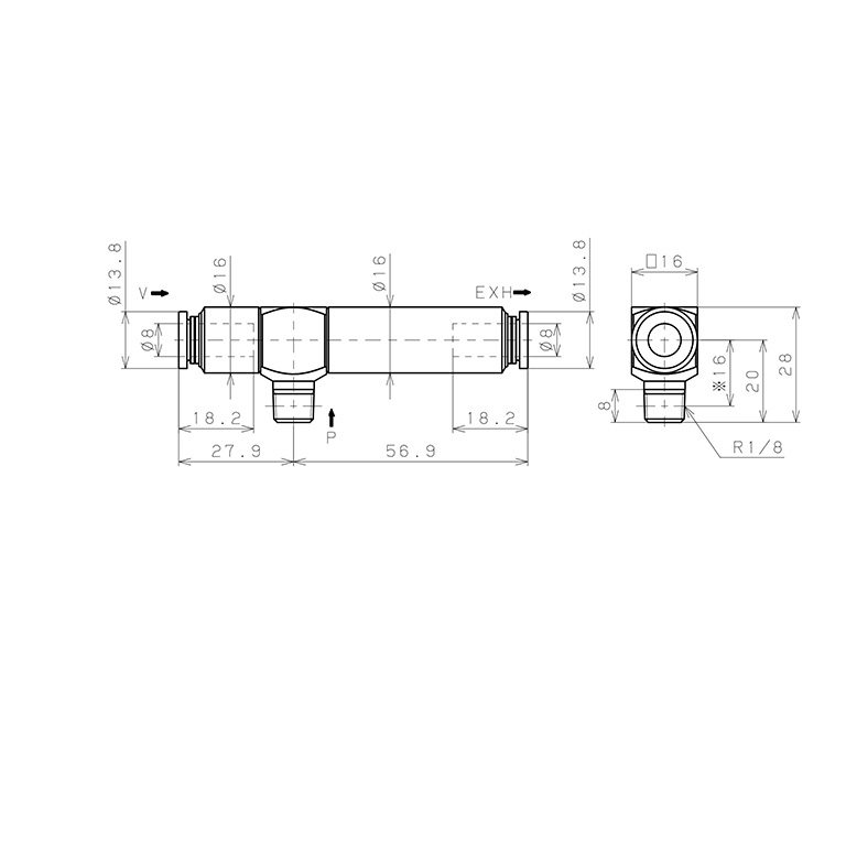 Bộ Tạo Chân Không Dòng VRL Pisco VRL50-080108_drawing