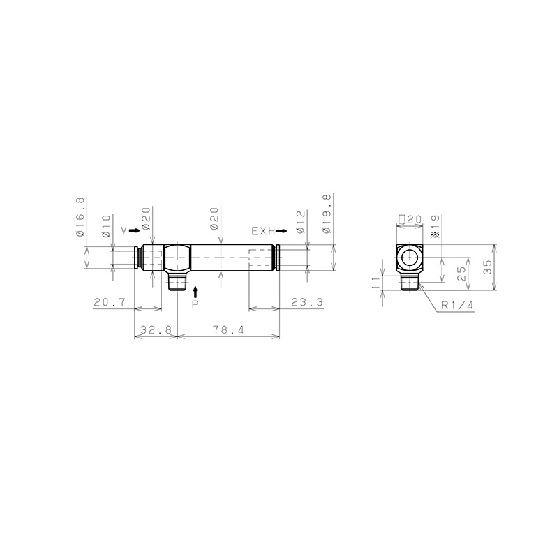Bộ Tạo Chân Không Dòng VRL Pisco VRL100-100212_drawing