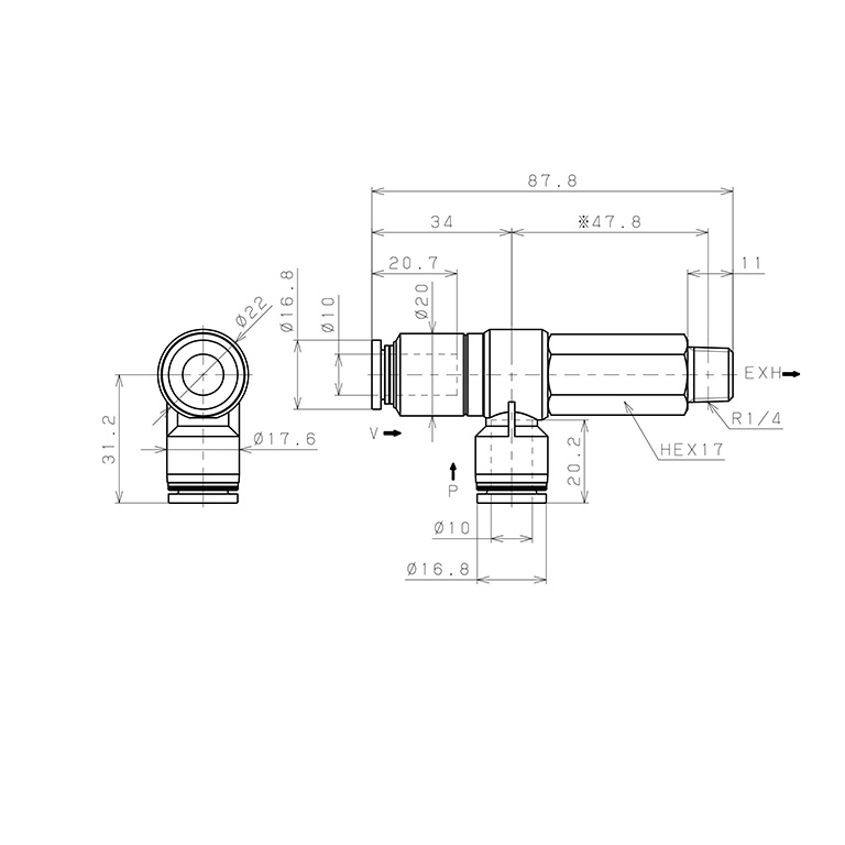 Bộ Tạo Chân Không Dòng VRL Pisco VRL100-101002_drawing